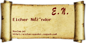 Eicher Nándor névjegykártya